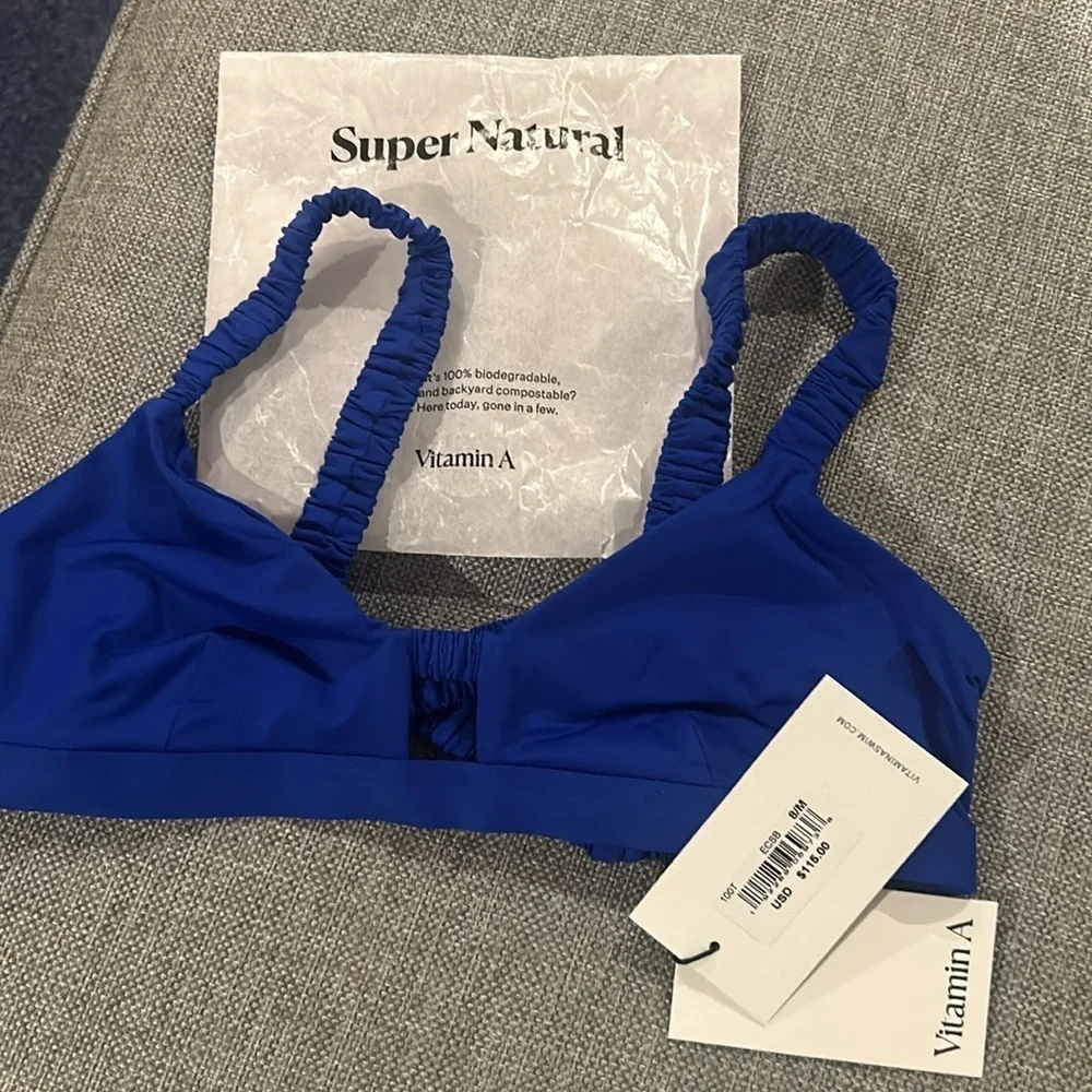 Vitamin A Swim Lennon Bralette Top Sardinia Blue Size M